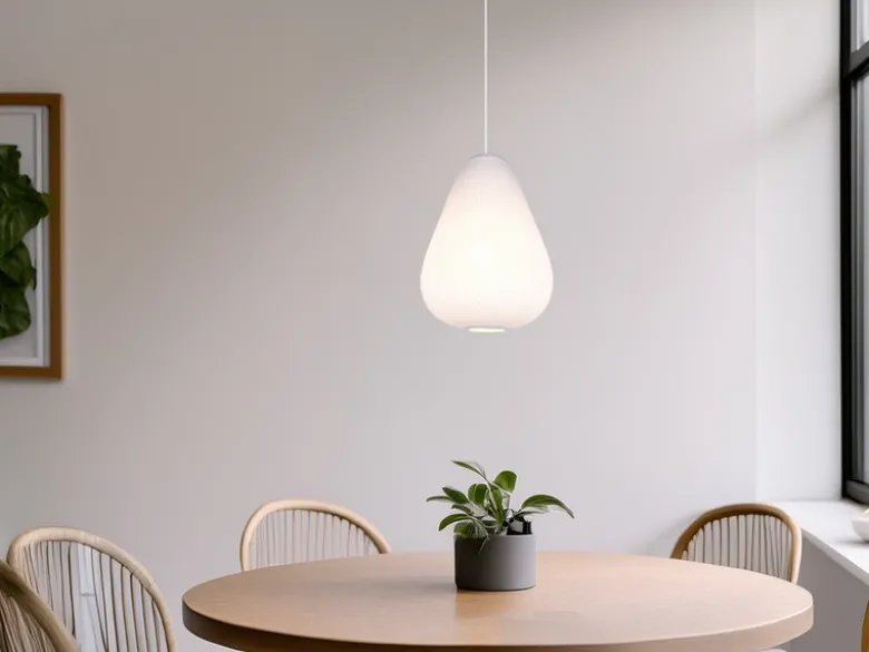 LED Pendelleuchte mit gemustertem Stoff Lampenschirm Weiß, Ø 35cm