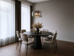 LED Pendelleuchte mit Glas Chrom in Rauchglas Optik & Kristallbehang Ø 40cm