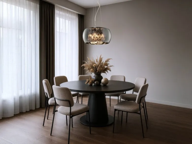 LED Pendelleuchte mit Glas Chrom in Rauchglas Optik & Kristallbehang Ø 40cm