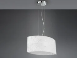 LED Pendelleuchte mit Glas Lampenschirm Weiß Oval, Breite 40cm