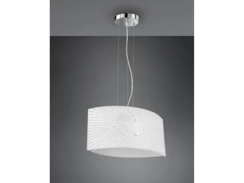 LED Pendelleuchte mit Glas Lampenschirm Weiß Oval, Breite 40cm