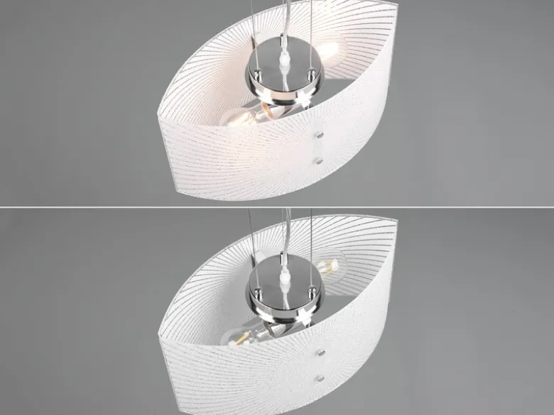 LED Pendelleuchte mit Glas Lampenschirm Weiß Oval, Breite 40cm