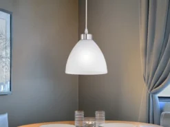 LED Pendelleuchte mit Glas Lampenschirm in Weiß, Ø 20cm