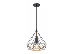 LED Pendelleuchte mit Hanfseil und Drahtgestell Schwarz, Ø 38cm