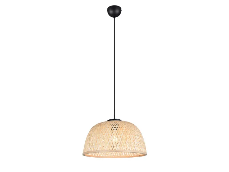LED Pendelleuchte mit Korbgeflecht Lampenschirm aus Bambus, Ø 40cm