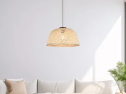 LED Pendelleuchte mit Korbgeflecht Lampenschirm aus Bambus, Ø 40cm