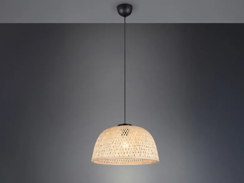 LED Pendelleuchte mit Korbgeflecht Lampenschirm aus Bambus, Ø 40cm