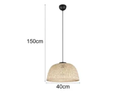 LED Pendelleuchte mit Korbgeflecht Lampenschirm aus Bambus, Ø 40cm