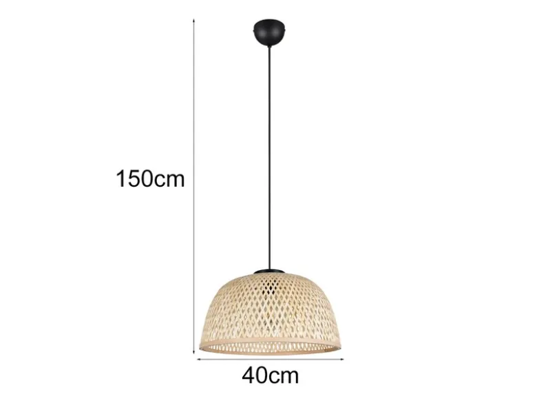 LED Pendelleuchte mit Korbgeflecht Lampenschirm aus Bambus, Ø 40cm