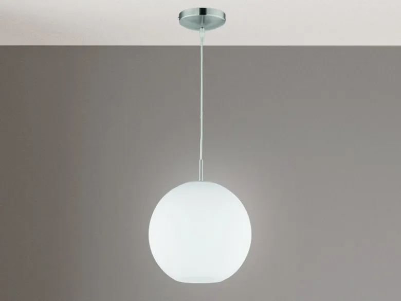 LED Pendelleuchte mit Kugel aus weißem Opalglas, Ø 30cm