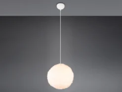 LED Pendelleuchte mit Kugel Lampenschirm aus Plüsch, Ø 35cm