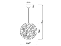 LED Pendelleuchte mit Kugel Lampenschirm aus Plüsch, Ø 35cm