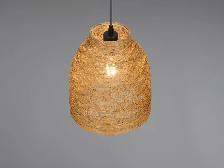 LED Pendelleuchte mit Lampenschirm aus geflochtenem Papiergarn, Ø 25cm