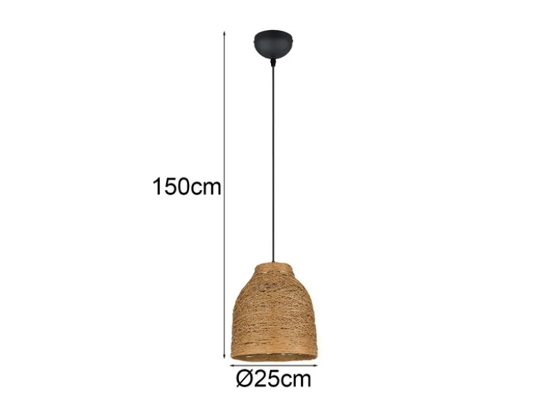 LED Pendelleuchte mit Lampenschirm aus geflochtenem Papiergarn, Ø 25cm