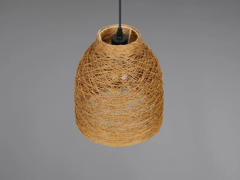 LED Pendelleuchte mit Lampenschirm aus geflochtenem Papiergarn, Ø 25cm