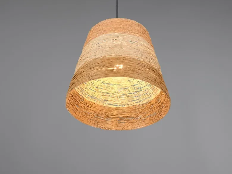 LED Pendelleuchte mit Lampenschirm aus mehrfarbigem Papiergarn, Ø 30cm