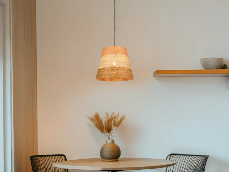 LED Pendelleuchte mit Lampenschirm aus mehrfarbigem Papiergarn, Ø 30cm