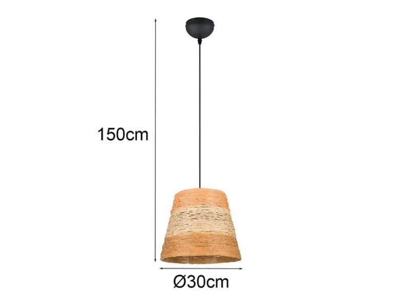 LED Pendelleuchte mit Lampenschirm aus mehrfarbigem Papiergarn, Ø 30cm