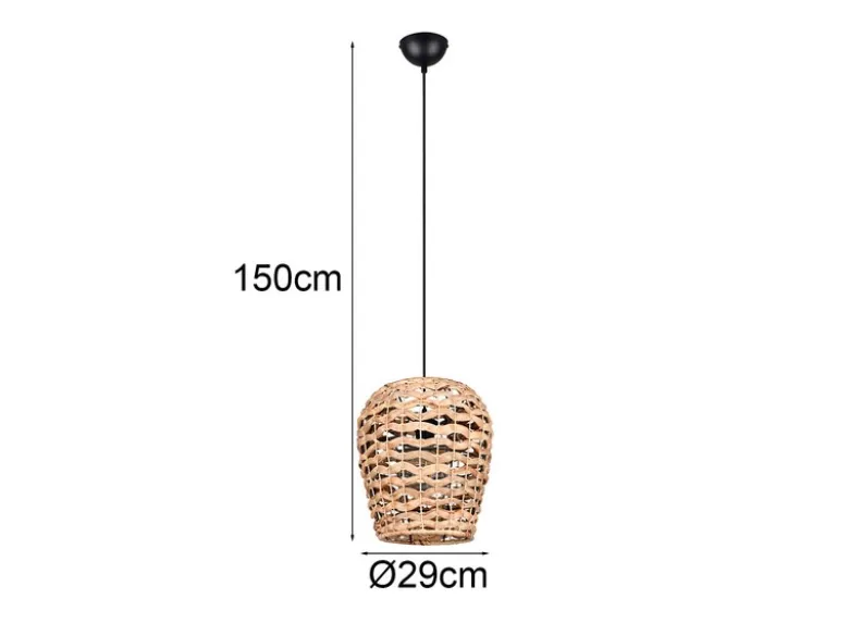 LED Pendelleuchte mit Lampenschirm geflochten aus Wasserhyazinthe, Ø 29cm