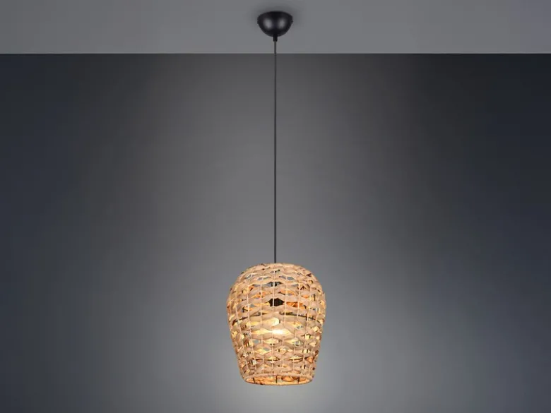 LED Pendelleuchte mit Lampenschirm geflochten aus Wasserhyazinthe, Ø 29cm