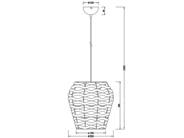 LED Pendelleuchte mit Lampenschirm geflochten aus Wasserhyazinthe, Ø 29cm