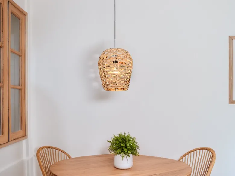LED Pendelleuchte mit Lampenschirm geflochten aus Wasserhyazinthe, Ø 29cm