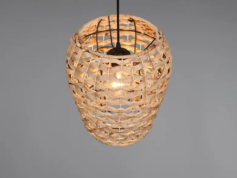 LED Pendelleuchte mit Lampenschirm geflochten aus Wasserhyazinthe, Ø 29cm