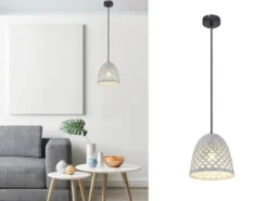 LED Pendelleuchte mit Lampenschirm Metall Silber, Ø 20cm