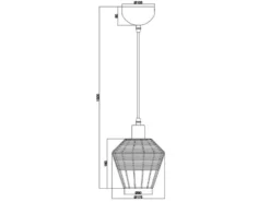 LED Pendelleuchte mit Rattan Geflecht Natur und Gitter im Boho Stil, Ø 18cm