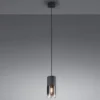 LED Pendelleuchte mit Rauchglas 1-flammig Metall Schwarz, Ø 10cm