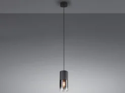 LED Pendelleuchte mit Rauchglas 1-flammig Metall Schwarz, Ø 10cm