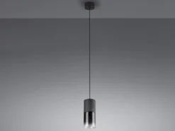 LED Pendelleuchte mit Rauchglas 1-flammig Metall Schwarz, Ø 10cm