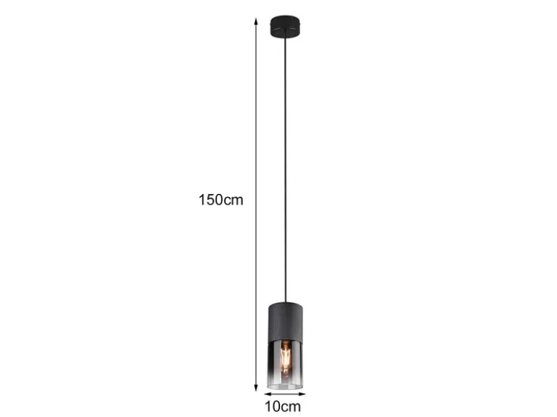 LED Pendelleuchte mit Rauchglas 1-flammig Metall Schwarz, Ø 10cm