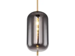 LED Pendelleuchte mit Rauchglas 1-flammig Metall Messing, Ø 22cm