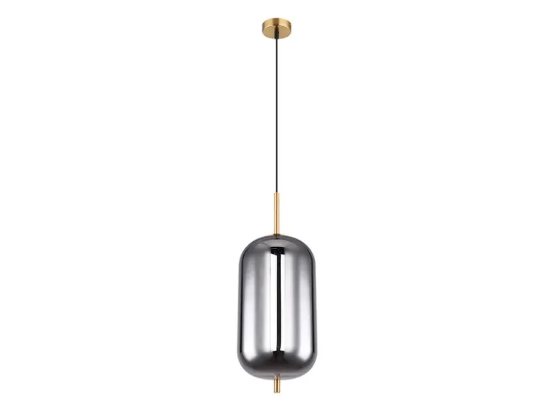 LED Pendelleuchte mit Rauchglas 1-flammig Metall Messing, Ø 22cm