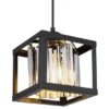 LED Pendelleuchte mit Rauchglas Kristallen 1-flammig Metall Schwarz, Breite 17cm