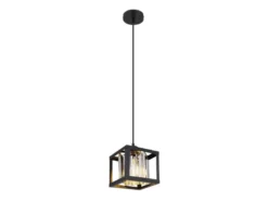 LED Pendelleuchte mit Rauchglas Kristallen 1-flammig Metall Schwarz, Breite 17cm