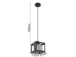 LED Pendelleuchte mit Rauchglas Kristallen 1-flammig Metall Schwarz, Breite 17cm
