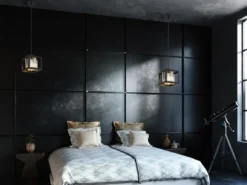 LED Pendelleuchte mit Rauchglas Kristallen 1-flammig Metall Schwarz, Breite 17cm
