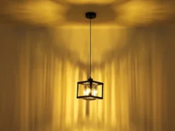 LED Pendelleuchte mit Rauchglas Kristallen 1-flammig Metall Schwarz, Breite 17cm