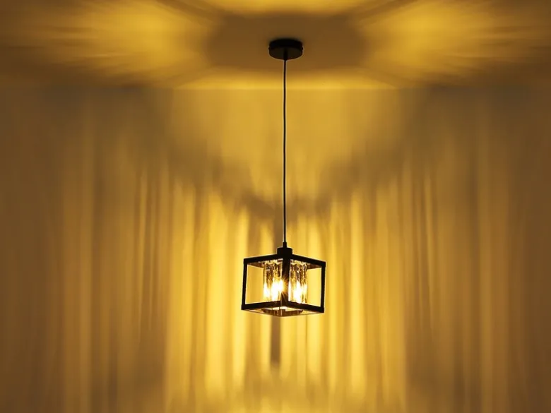 LED Pendelleuchte mit Rauchglas Kristallen 1-flammig Metall Schwarz, Breite 17cm