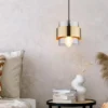 LED Pendelleuchte mit Rauchglas Lampenschirm und Messingring, Ø 18cm
