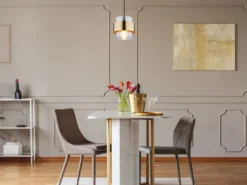 LED Pendelleuchte mit Rauchglas Lampenschirm und Messingring, Ø 18cm