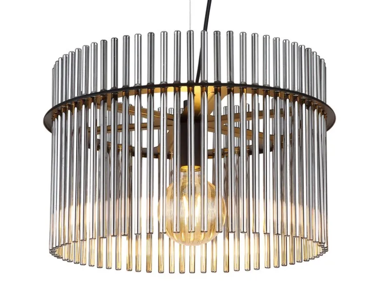 LED Pendelleuchte mit Rauchglas Stäben, Ø 40cm