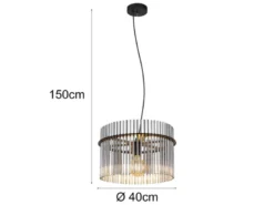 LED Pendelleuchte mit Rauchglas Stäben, Ø 40cm