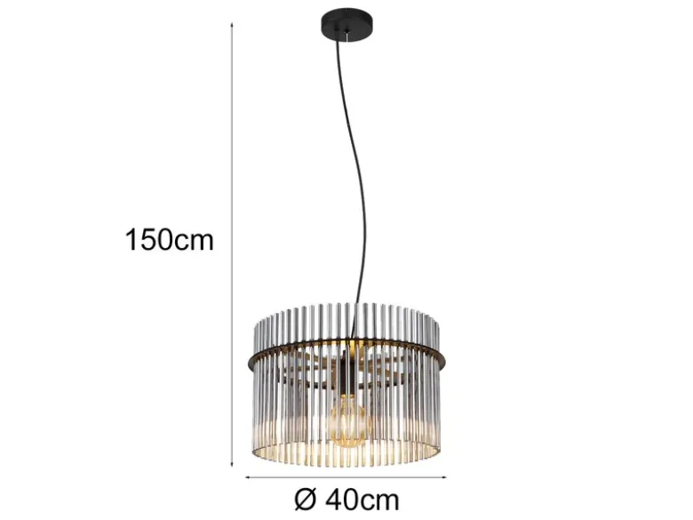 LED Pendelleuchte mit Rauchglas Stäben, Ø 40cm