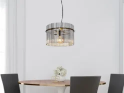 LED Pendelleuchte mit Rauchglas Stäben, Ø 40cm