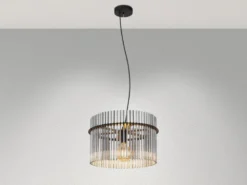 LED Pendelleuchte mit Rauchglas Stäben, Ø 40cm