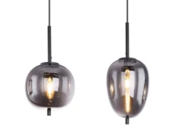 LED Pendelleuchte mit 4 Rauchglaskugeln Metall Schwarz, Breite 100cm