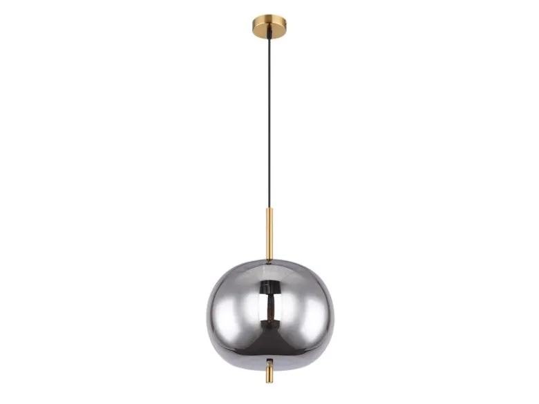 LED Pendelleuchte mit Rauchglas 1-flammig Metall Messing, Ø 30cm
